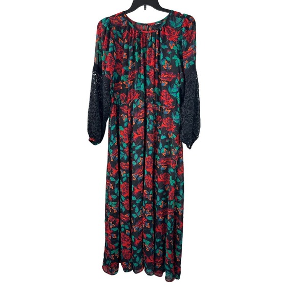 *Read* Torrid SHEER Maxi Peasant Dress Chiffon Floral *Minus Belt Plus Size 2 2X - Picture 6 of 14